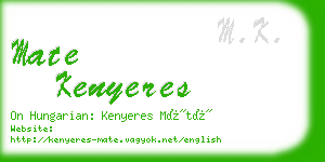 mate kenyeres business card